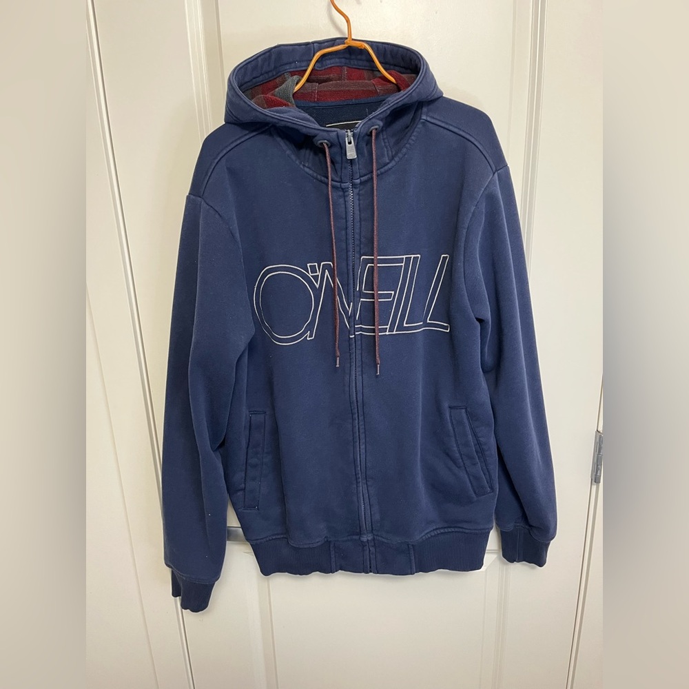 O'Neill Men's Dark Blue Zip-Up Hoodie in size L